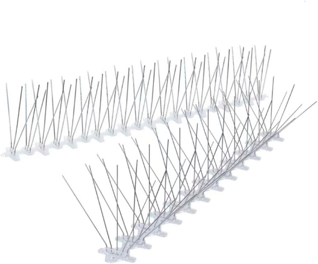 100pcs 5-Prong Bird Deterrent Spike 201 Stainless Steel Spikes Plastic Bird Spikes, Deterrent for Window/Fence, UV Resistant & Durable (5,48cm,80spikes)