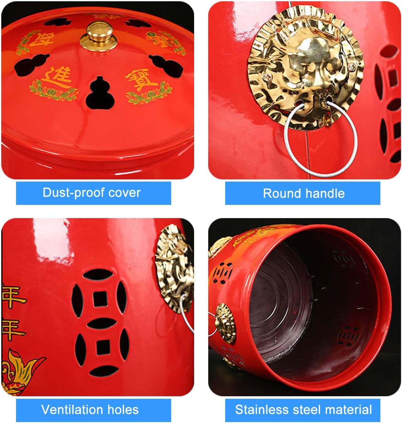 Fire Pit, Burn Barrel, Galvanized Trash can, Including Tripod, Fire Hook, for Garden Paper Leaf Trash Wood Backyard Bonfire(30cm/12in)