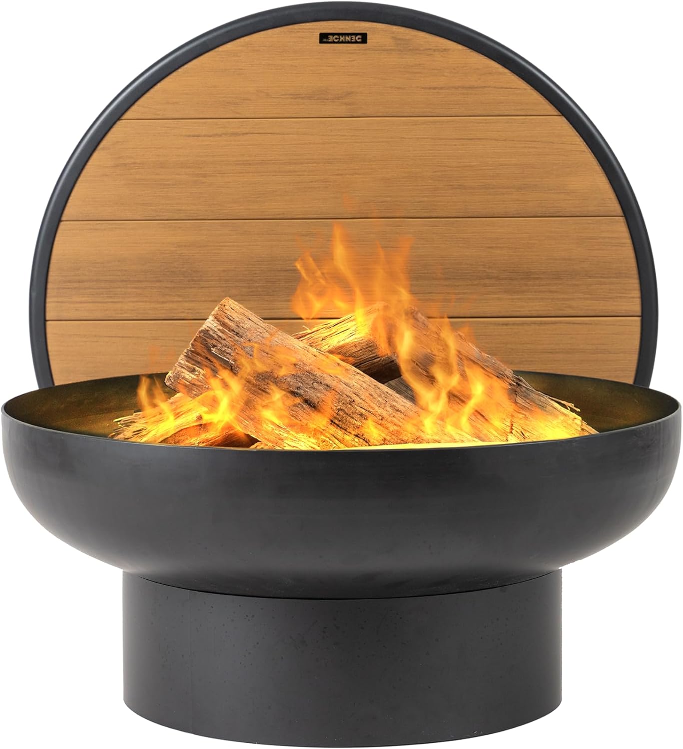 DENKOE Iron Fire Pit Table with Lid, Extra Thick and Heavy Duty Fire Bowl, Deep Round Firepit for Outdoor Bonfire Gatherings, Wood Burning Firepits for Outside Patio, Modern Outdoor Fire Pits