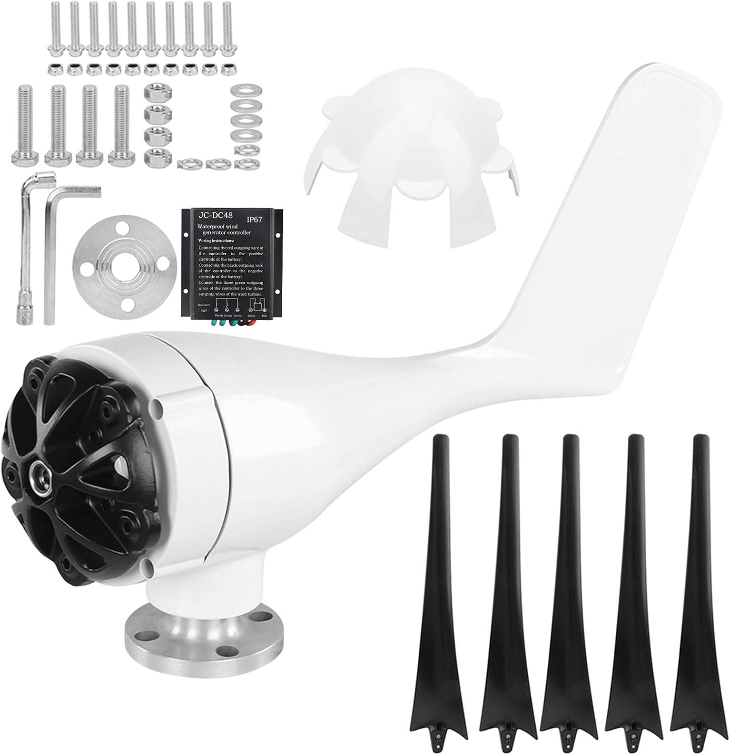 Fafeicy Windmill Generator 5 Blade Small Wind Turbines Kit Industrial Energy Equipment 800W for Lithium Batteries (48V)