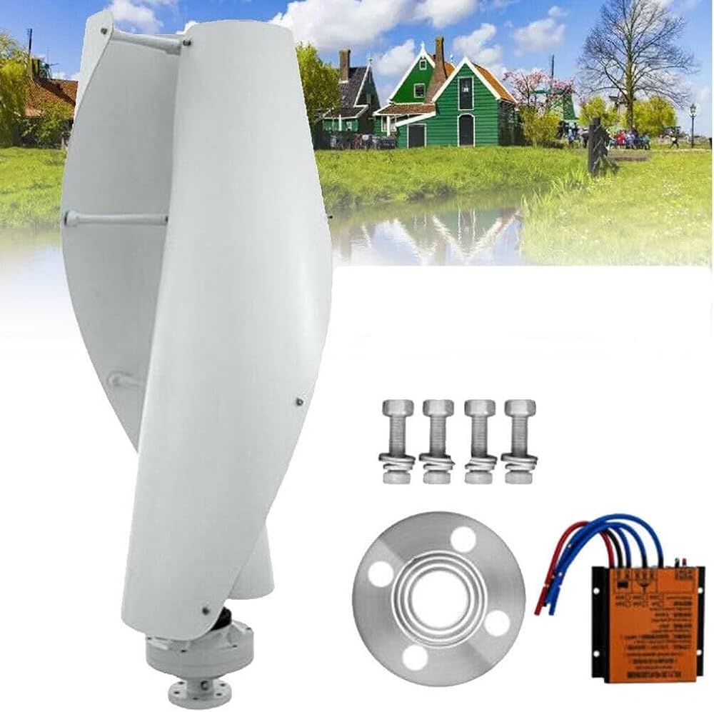 400W Vertical Axis Wind Turbine Generator, 12V/24V Spiral Design, Magnetic Levitation, Ideal for Garden Power, Wind-Solar Hybrid System, Efficient Breeze Start