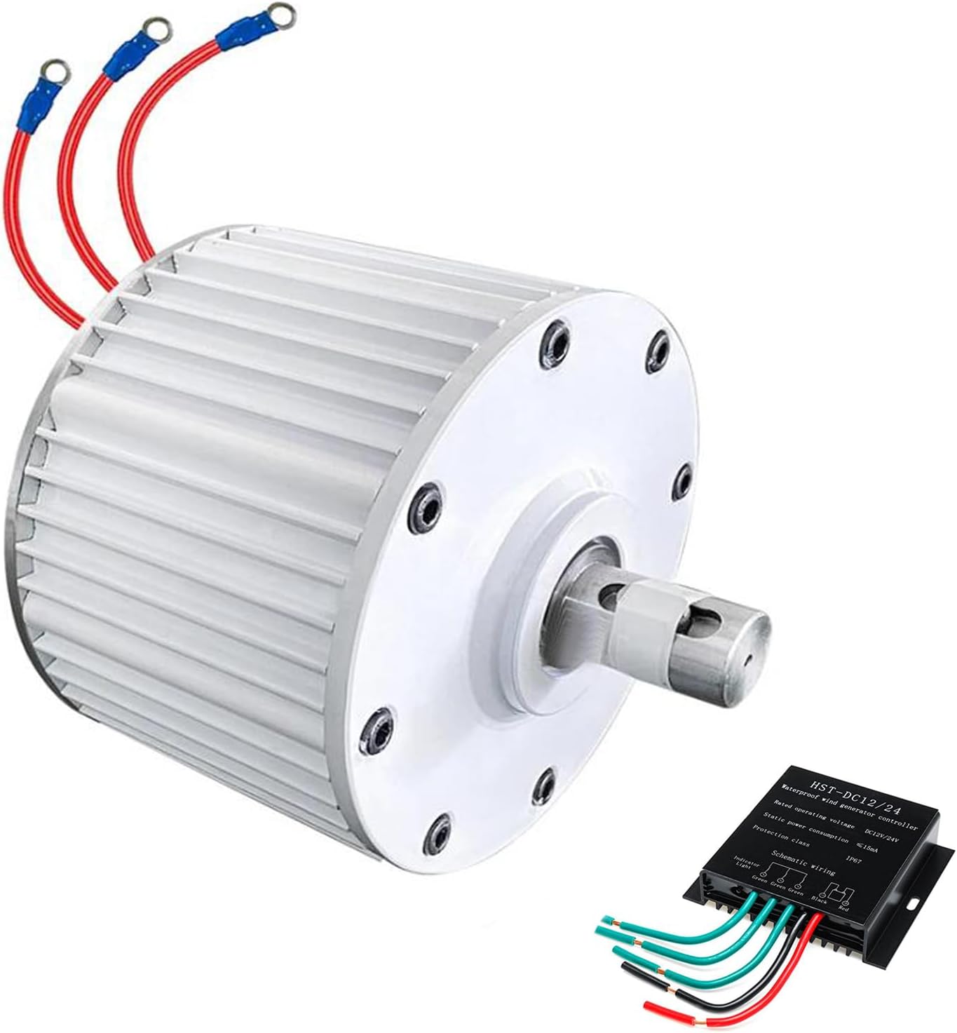 10000W Low Speed Permanent Magnet Generator, 48V 220V 380V 3 Phase AC Alternator 300 RPM Motor Drive Water Wind Turbine(with Controller)