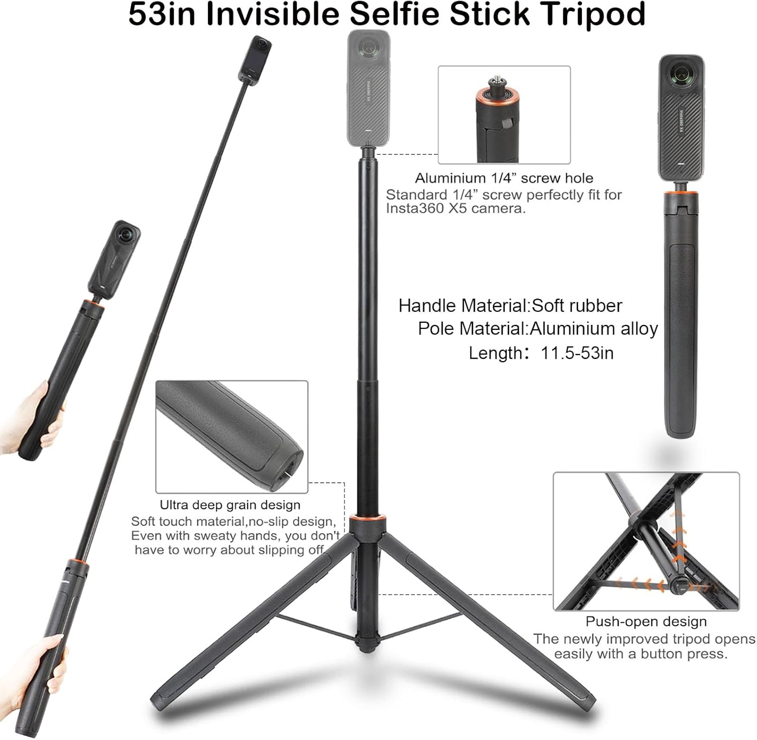 PellKing Accessories Kit for insta360 X4,Included Carrying Case with Belt,2 Pcs Metal 1/4