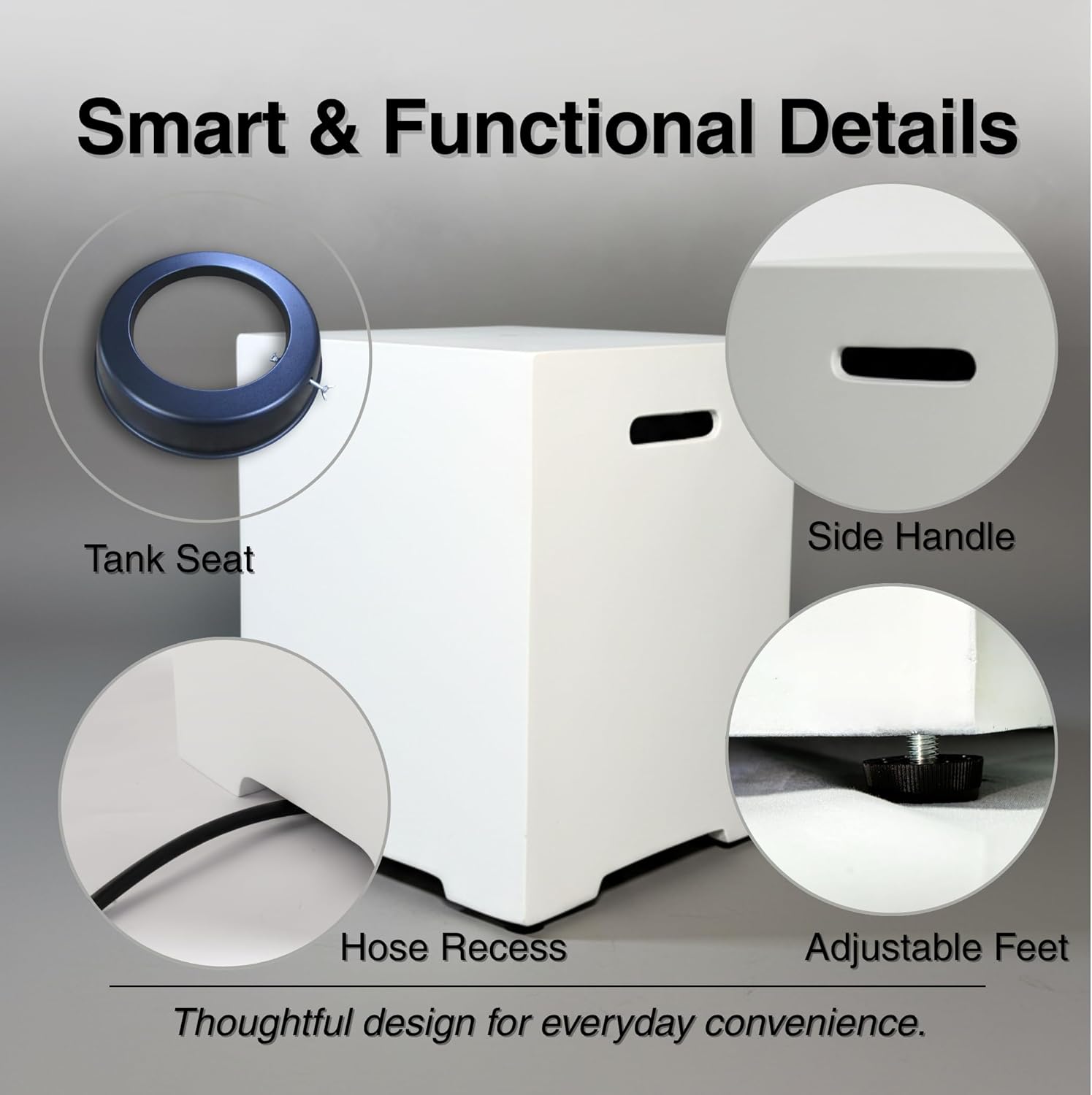 Propane Tank Cover 16 Inch, 20 LB Outdoor Tank Storage Hideaway Table for Gas Fire Pits, Concrete Tank Holder (Ancient White)