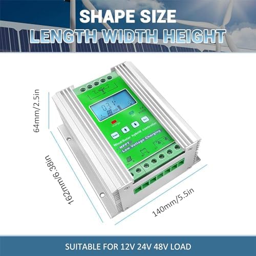 6000W/8000W Wind Solar Hybrid Charge Controller - 12V/24V/48V MPPT Regulator for Wind Turbine & Solar Power, Efficient Battery Charging for Home Use, Small Size, Boost Performance