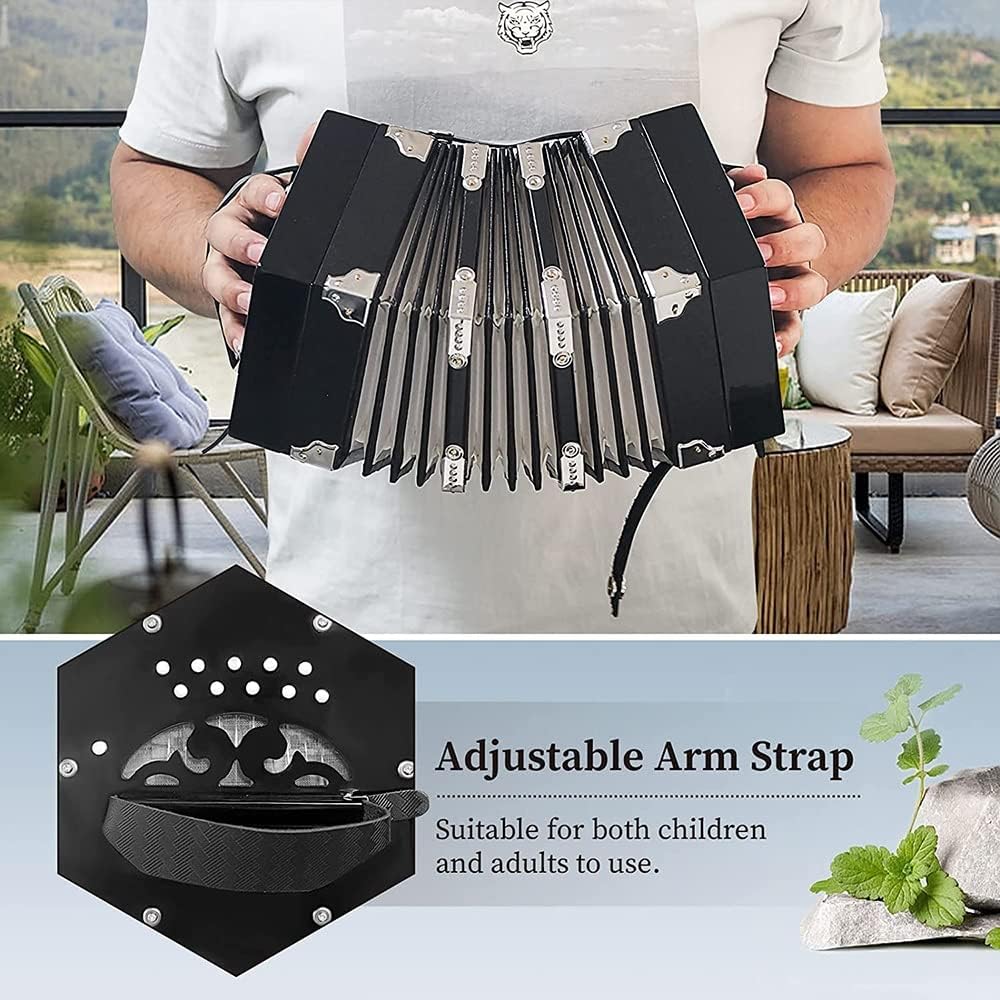 20 Buttons Concertina Accordion, With Adjustable Hand Strap, Carrying Bag, For Adults Beginner Daily Practice Stage Performance