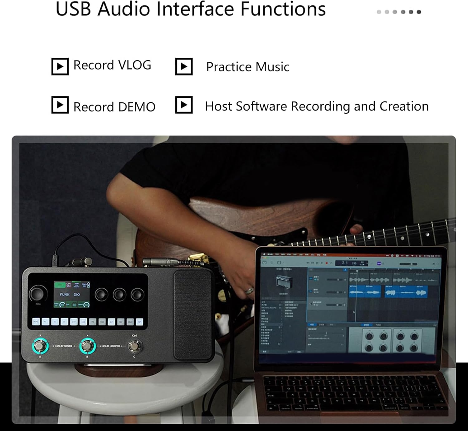 Multi Effects Processor Compact Portable Design with Drum Machine for Electric Bass Guitar Live Studio