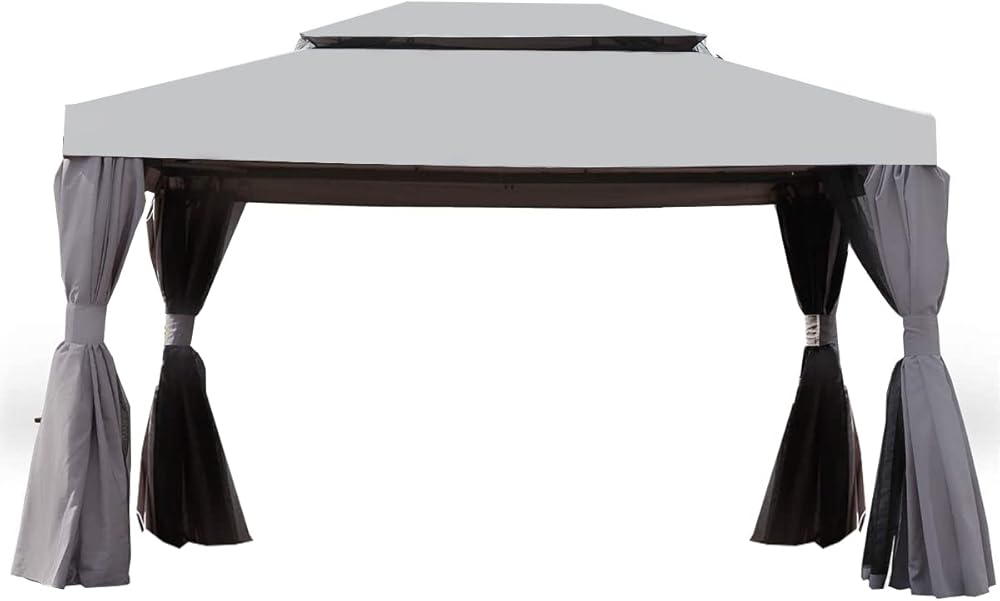 Garden Winds Upgraded Fabric Replacement Canopy Top Cover Compatible with The Grand Patio 10x13 Gazebo - Riplock 350 - Slate Gray