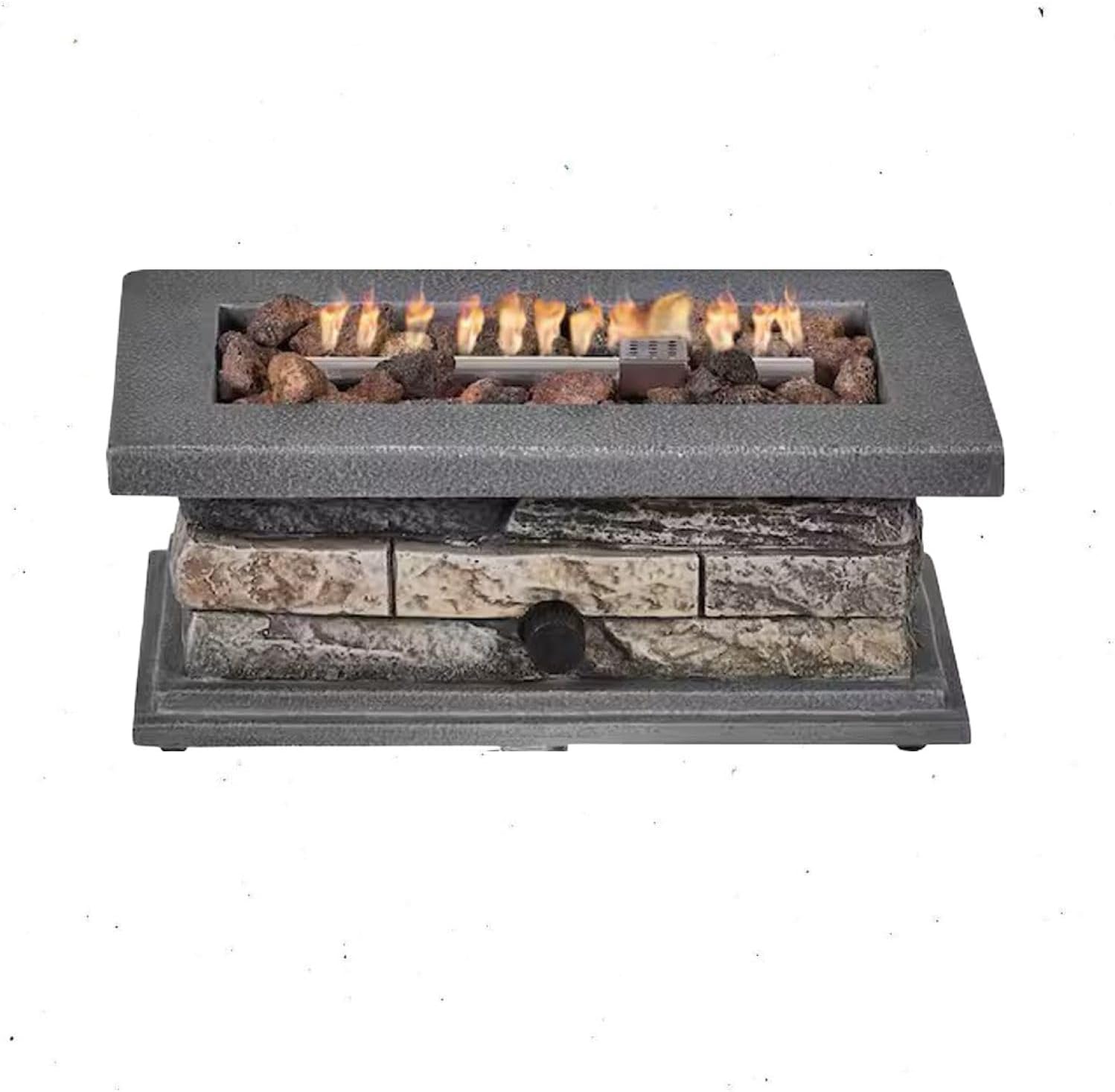Envirostone Outdoor Propane Fire Pit, 15,000 BTU Stone Look Rectangle Tabletop, 14.125 x 11.25 Inch, Gray with Lava Rocks, 1 lb Tank Compatible
