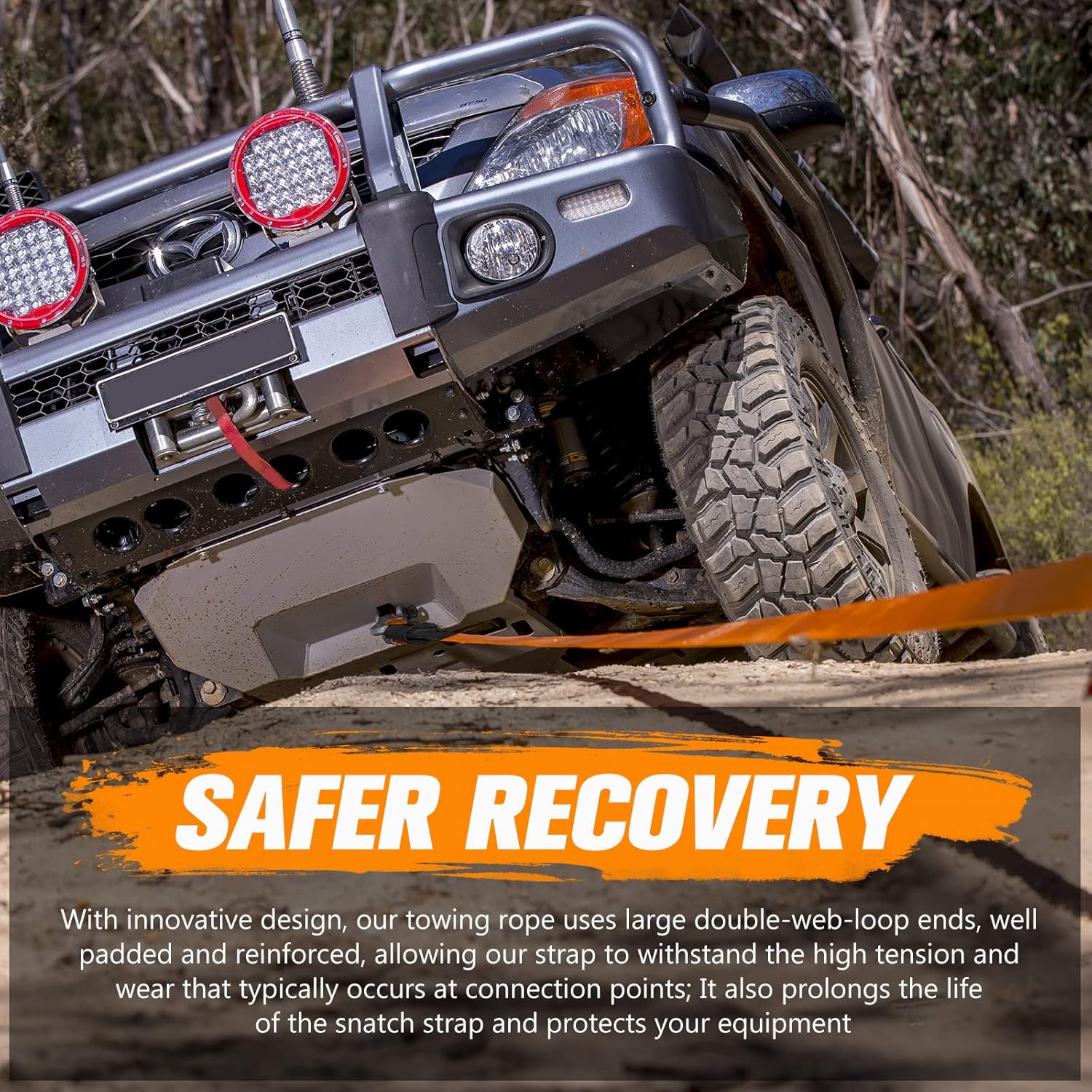 BUNKER INDUST Heavy Duty Tow Strap Recovery Kit,3