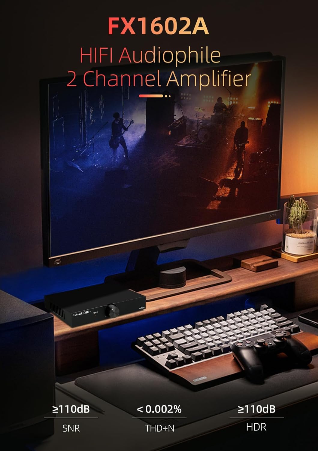 FX-Audio- FX1602A Stereo 2 Channel Amplifier Home Audio AMP TPA3255 Class D Power Amp for Home Theater System Passive Bookshelf Tower Speakers with 32V Power Supply