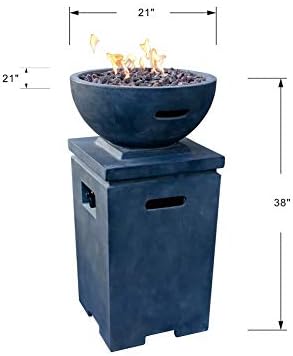 Modeno Outdoor Fire Pit/Patio Furniture Dark Grey Color Exeter Fire Pit Brand, 40,000 BTU Auto-Ignition, Stainless Steel Burner, Lava Rock & Water Resistant Soft Cover Included