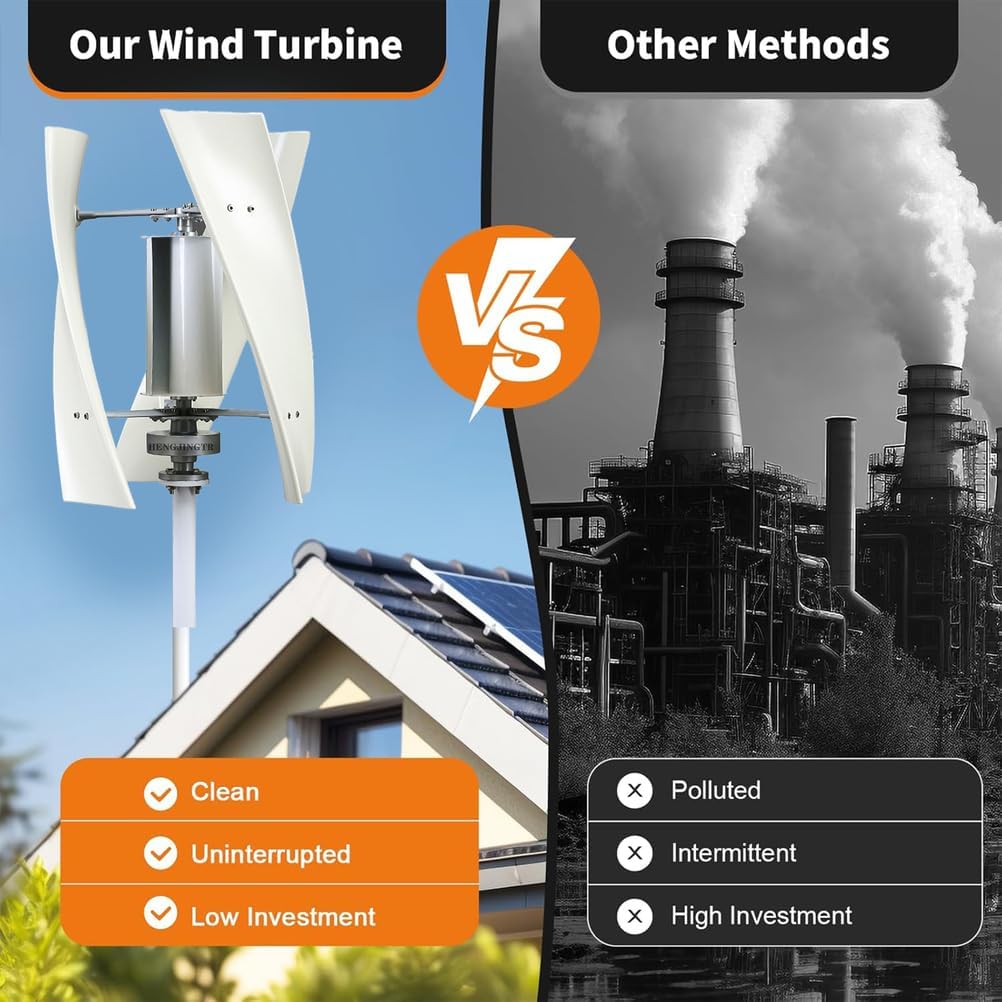 12V 24V 48V Vertical 3 Phase Wind Power Generator Renewable Energy with Controller for Outdoor Courtyard Use and Wind Turbine Systems (10000W)