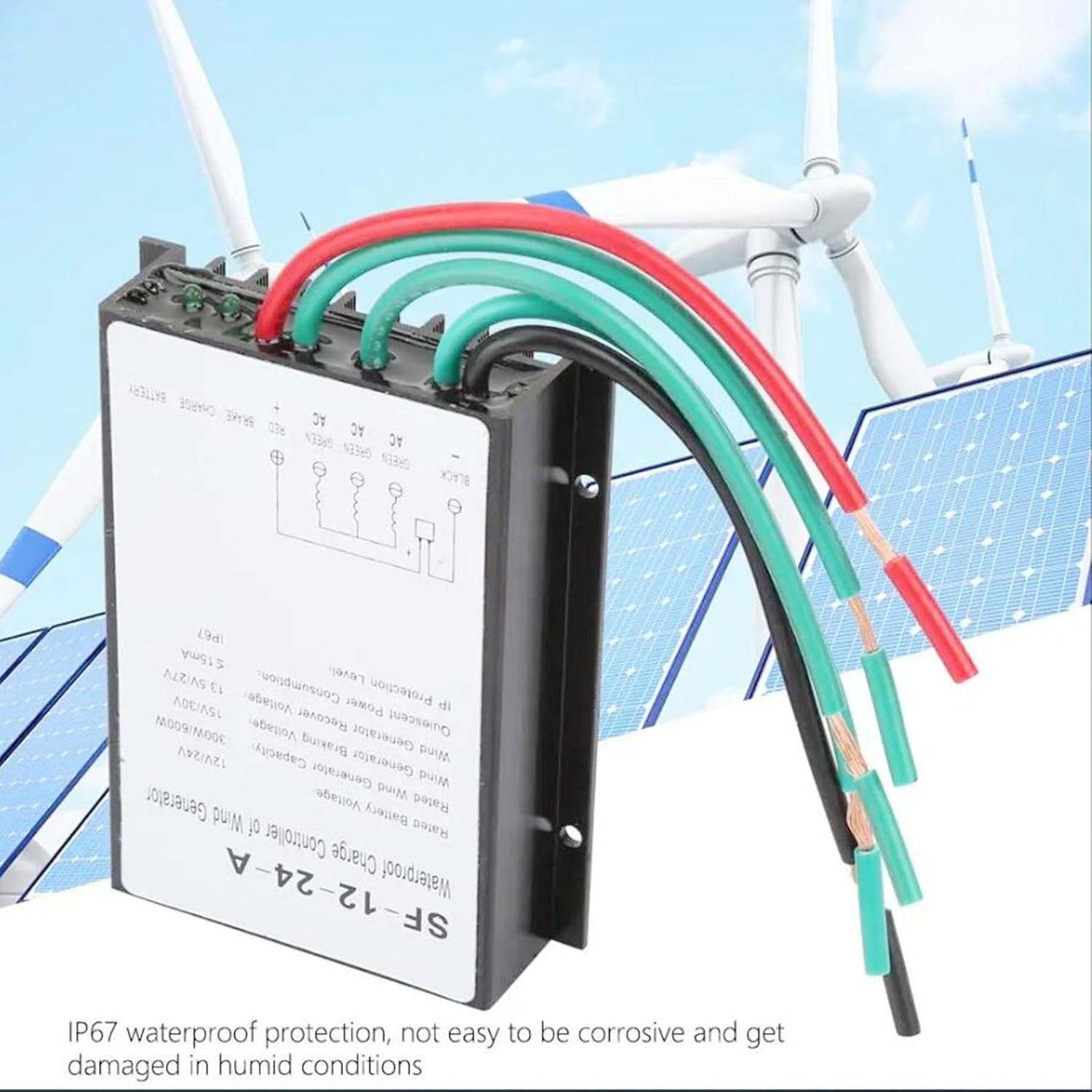 600W Wind Power Charging and Discharging Controller IP67 Waterproof Wind Power Output DC/AC 12V/24V Voltage Wind Power Generation Controller