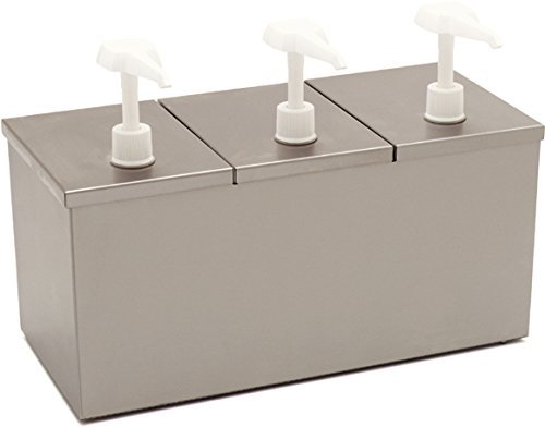 Carlisle FoodService Products Insulated Condiment Rail Condiment Center with 3 Pumps and Ice Packs for Gas Stations, Restaurants, And Fast Food, Stainless Steel, 15.88 x 7.38 x 11 Inches, Silver