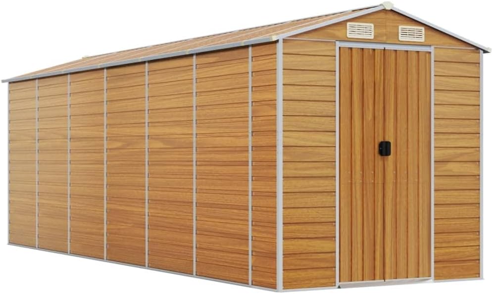 vidaXL Garden Shed - Light Brown Steel Storage House - 75.2