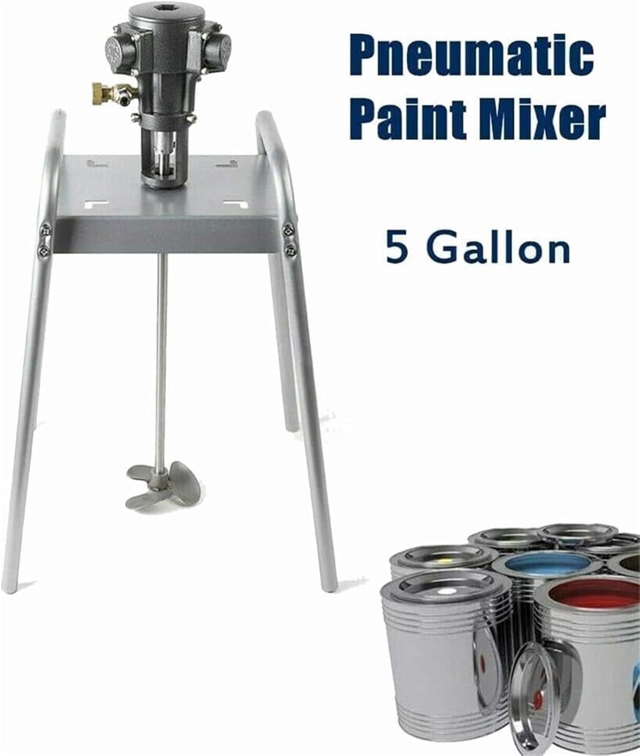 Pneumatic Paint Mixer, 5 Gallon Air Agitator, with Auxiliary Bracket Wheel Agitator, Platform Paint Coating Stirring Machine, for Mixing Plaster, Paint, Mortar, Glue, Coating Materials