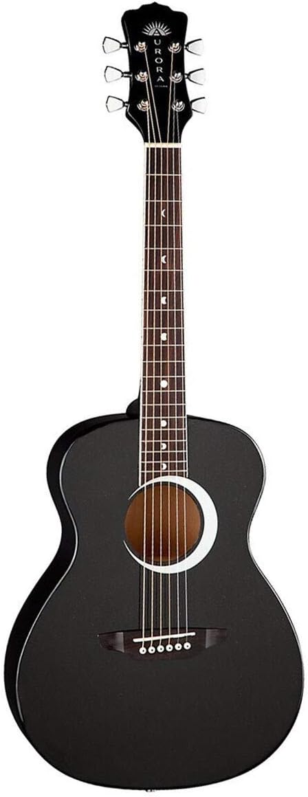 Luna Aurora Borealis 3/4 Acoustic Guitar, Black Pearl