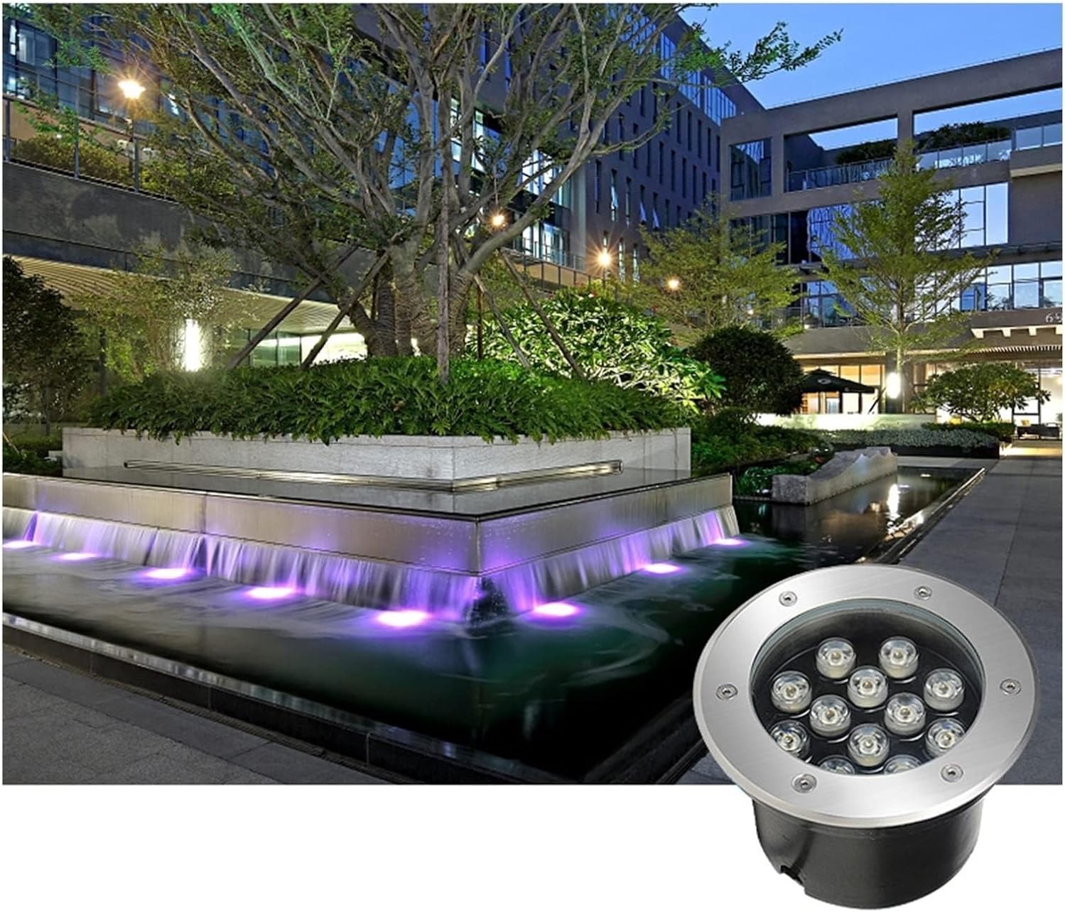 Submersible LED Light - Outdoor Recessed 12V Pond Spotlight, IP68 Waterproof Pool Lighting, for Fountain, Spa, Garden, Patio, Lawn, Driveway, Landscape Lighting(Red,24W)