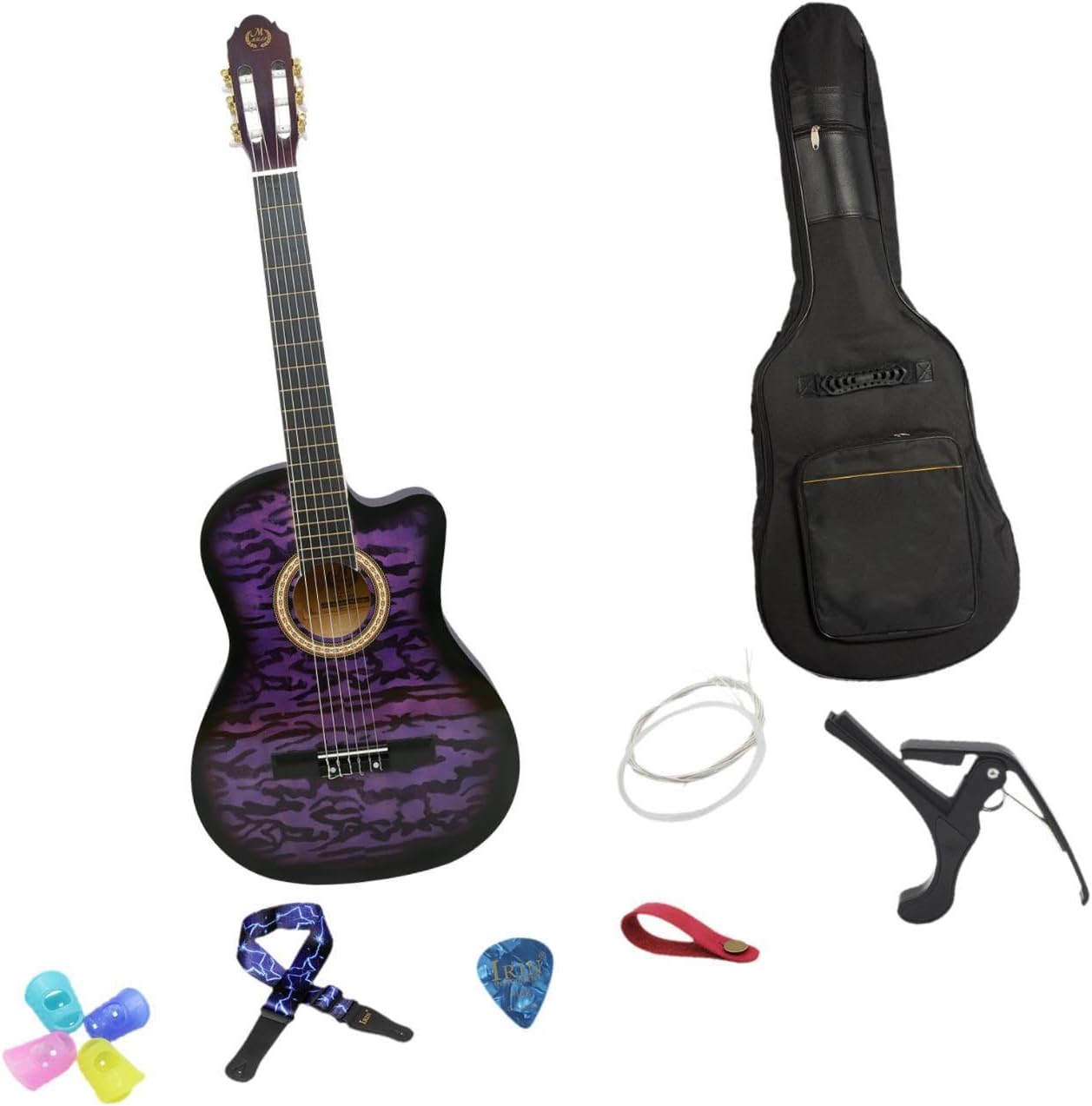 Acoustic Guitar for Beginners - Portable Travel Guitar with Steel Strings, Compact Size for Easy Learning and Performance- Purple