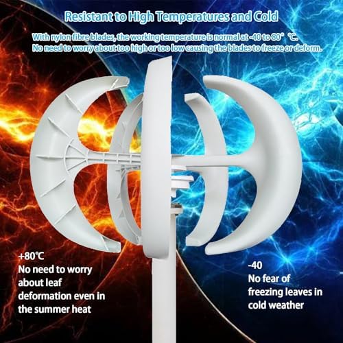 16000W Wind Turbine Generator Kit - 12V/24V/48V Vertical & Horizontal 5 Blade Power System for Home, Boat, Marine, Street Lighting & Monitoring - Efficient Renewable Energy (White, 24V)
