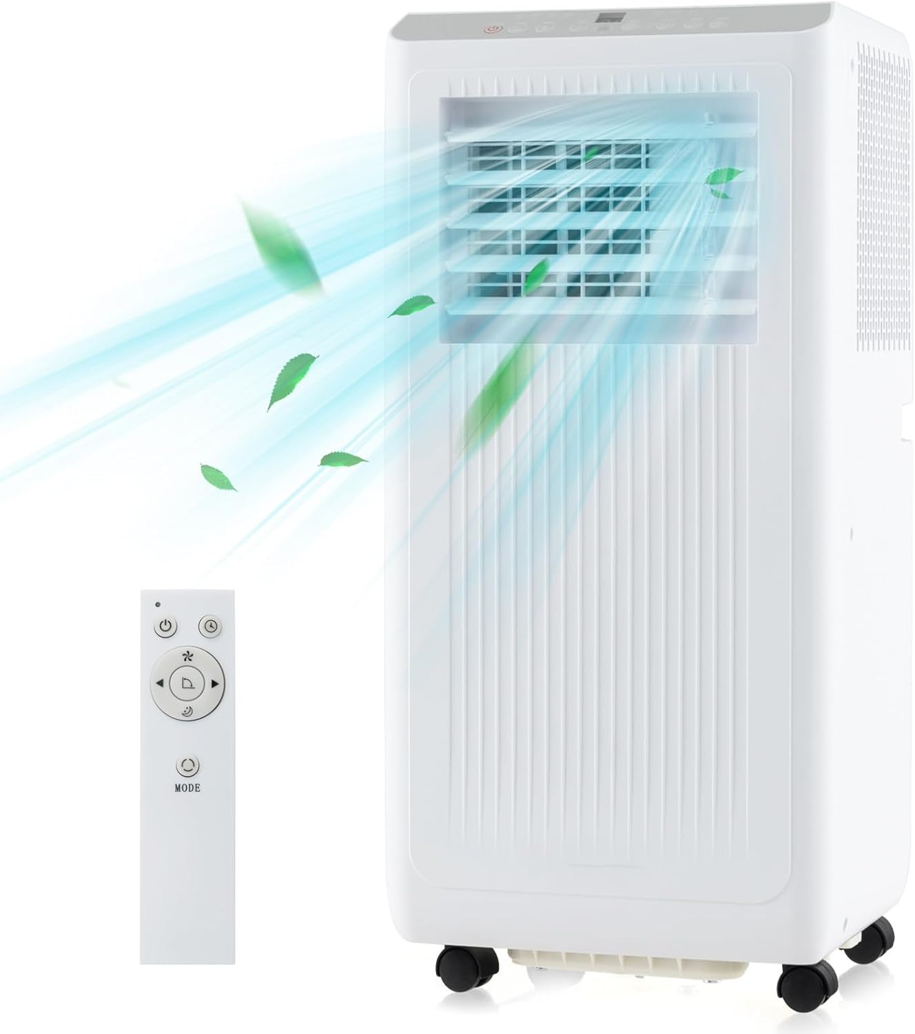 GOFLAME 8000BTUS Portable Air Conditioner for Rooms up to 250 Sq.Ft, 3-in-1 AC Unit on Wheels w/Cooling, Fan, Dehumidifier, Sleep Modes, 24H Timer, Remote Control Installation Kit, Floor AC Unit