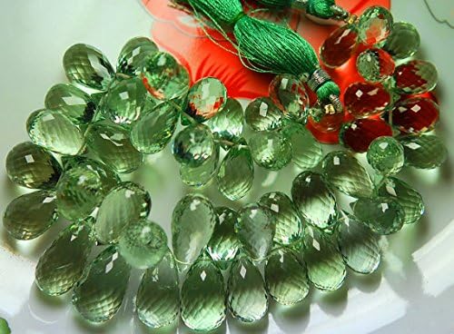 Natural Green Amethyst Faceted LARGE Tear Drops Briolettes, Size 20-13mm