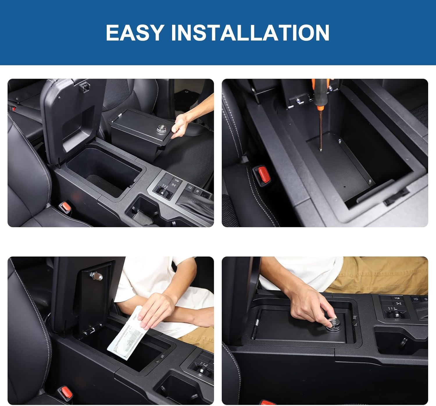 Center Console Safe Lock Box Compatible with Toyota Land Cruiser 250 Prado J250 LC250 2024 2025 Accessories, Center Armrest Lockbox Security Storage Organizer Box