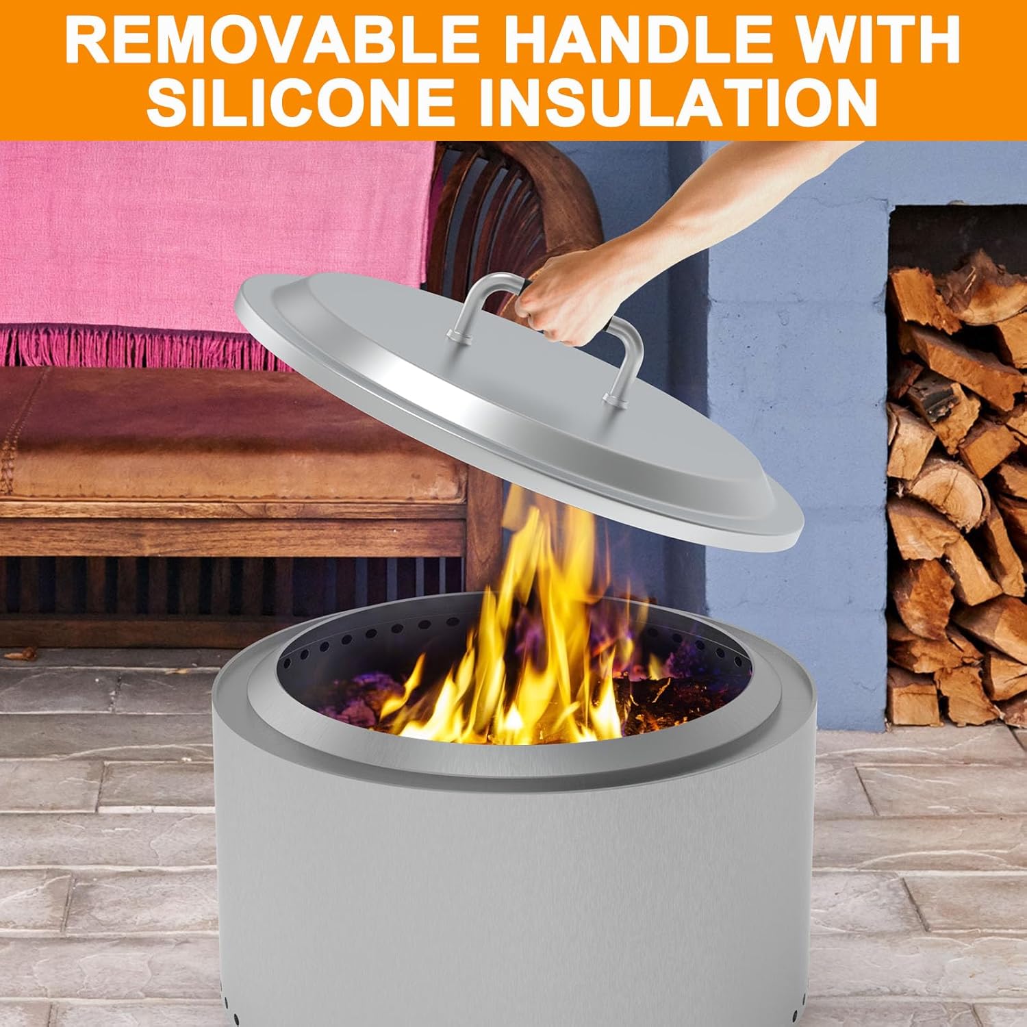 Fire Pit Lid for Solo Stove Yukon 2.0 & 1.0 Accessories, Stainless Steel Fire Pit Cover for Solo Stove Lid 27