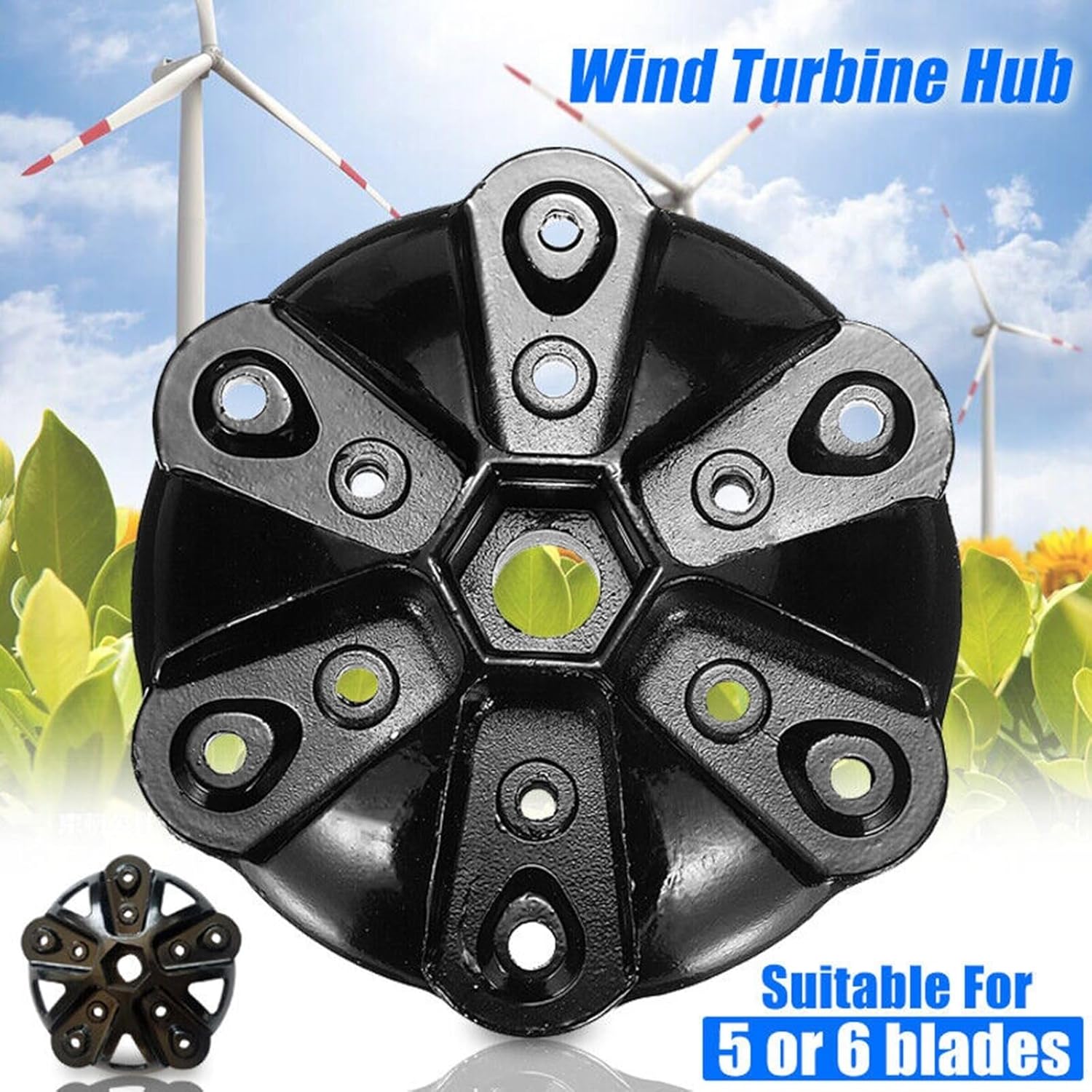 6 Blades Wind Turbine Hub and Cover DIY Horizontal Wind Turbine with Screw and Nut Kit DIY Wind Turbine Parts Small Windmill Accessories for Horizontal Wind Turbine Kit
