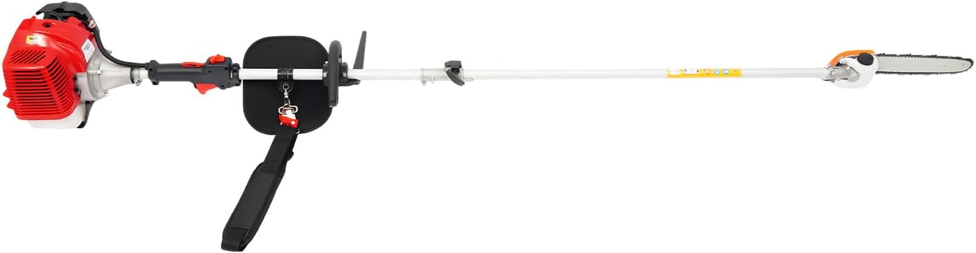 Gas Powered Pole Saw, 1.25KW 43CC 2 Stroke Chainsaw Cordless Long Reach Tree Trimmer Adjustable Single-Cylinder Gas Pole Saws Tree Branch Pruner w/33.81OZ Fuel Tank for Gardens Parks Green Spaces