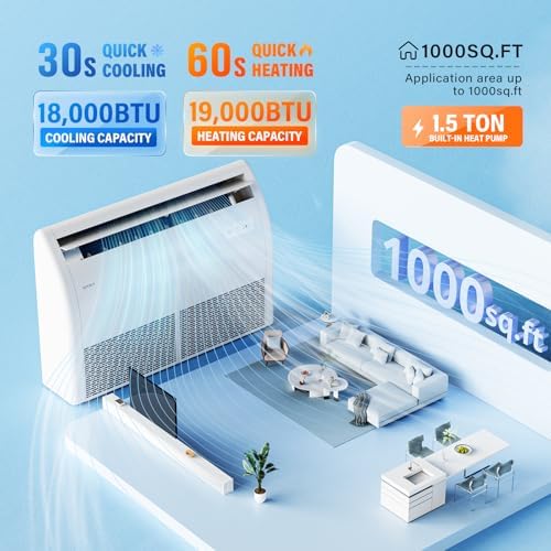 ROVSUN 18000 BTU Smart WIFI Floor Ceiling Mini Split AC/Heating System with Inverter & APP Control, 23 SEER2 Ductless Air Conditioner with Pre-Charged Condenser, Heat Pump & Installation Kit, 230V