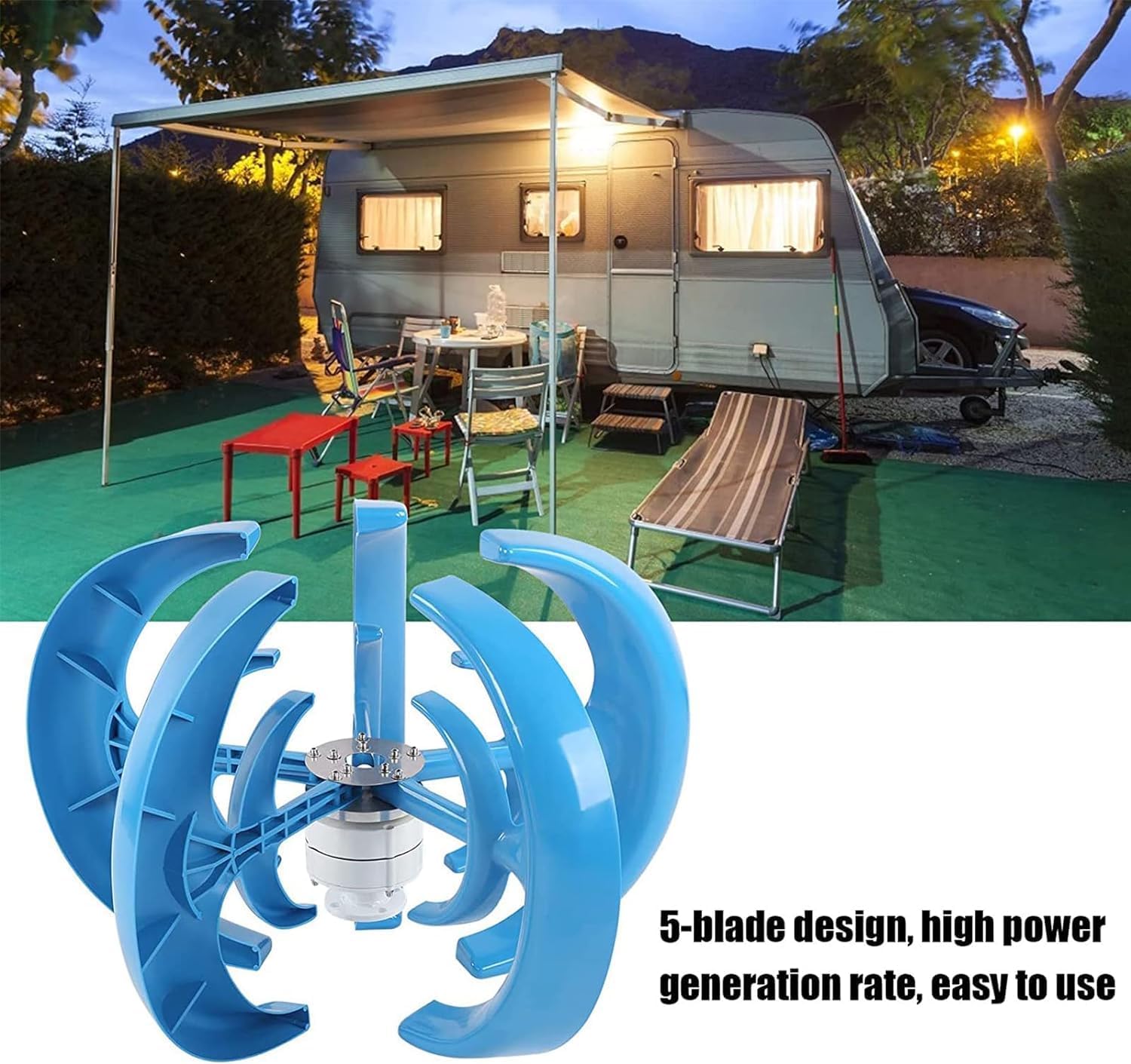 CAJUCA Lantern Shape Wind Turbine,600W Vertical Wind Generator Kit Electricity Producer Equipment,Wind and Solar Complementary Street Lights