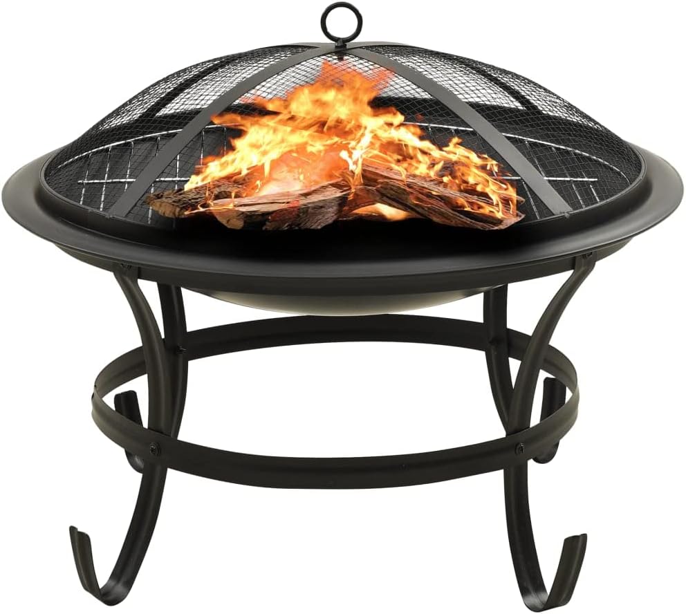 Outdoor Bonfire Pit,2-in-1 Fire Pit and BBQ with Poker, Outdoor Wood Burning Grill, for Camping Picnic Bonfire Patio Backyard Garden Beaches Park，22