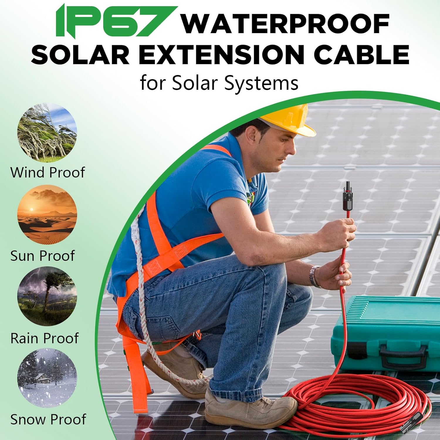 Oududianzi 10AWG Solar Extension Cable 70Ft, Solar Panel Extension Cable, 10 AWG Solar Wire, PV Wire, Solar Panel Wires and Connectors for Solar Systems (70FT Red+70FT Black)