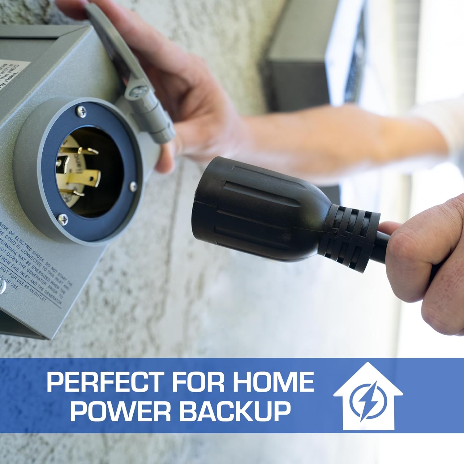 DuroMax XP3025GC 30-Amp 25-Foot 10-Gauge L14-30 Heavy Duty Generator Cord for Home Power Backup, Black