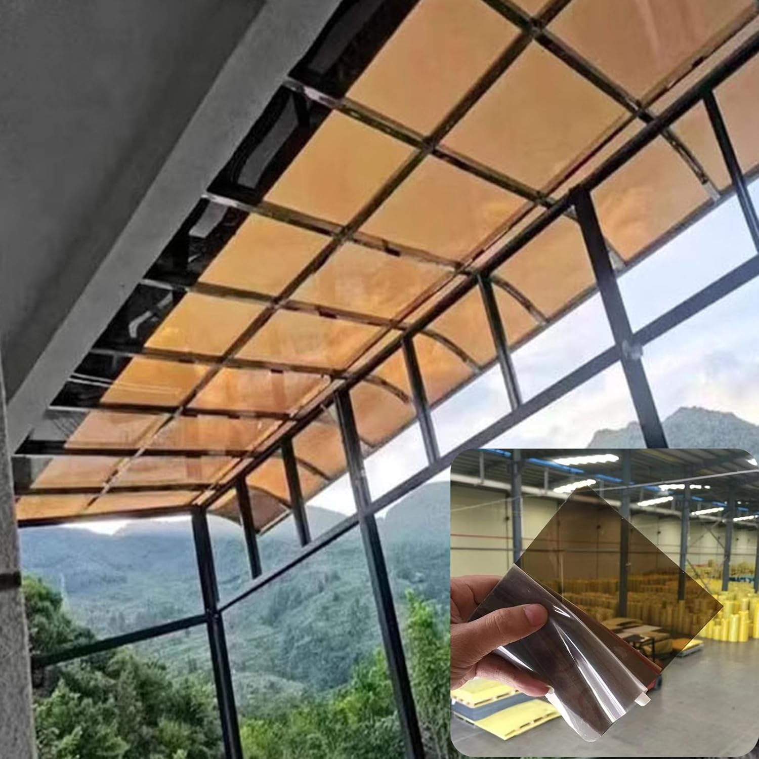 Outdoor 0.04IN Thick Pergola Polycarbonate Roofing Panels Greenhouse Endurance Plastic Sheet Replacement Shed Panel UV Rainproof Board for Garden Patio Awnings Cover.(Brown,122X1000CM/4X32.8FT)