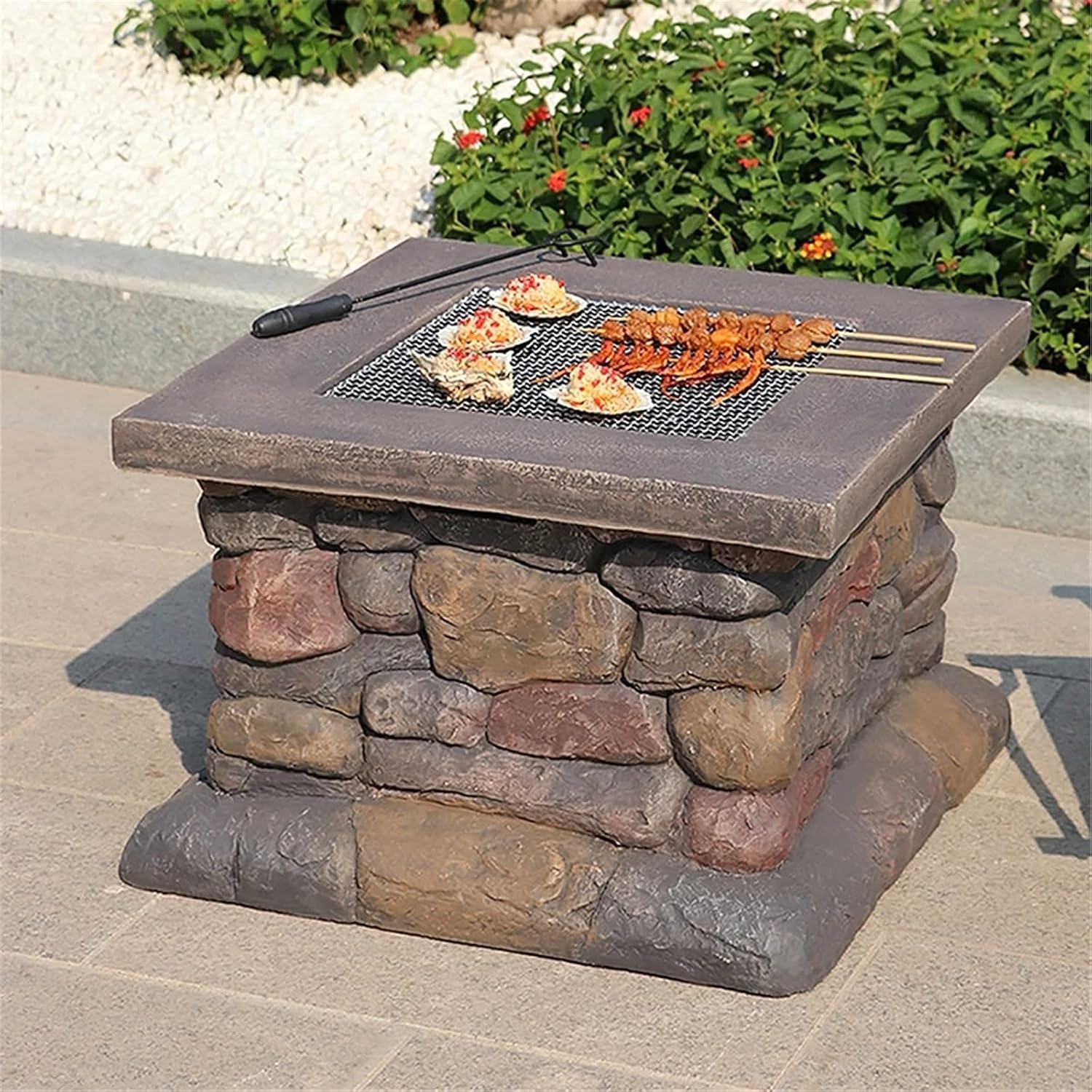 Outdoor Brazier Barbecue Table Outdoor Courtyard Villa Roast Meat Garden Fire Pit Household Multifunction Form BBQ Grills Portable Burning Brazier