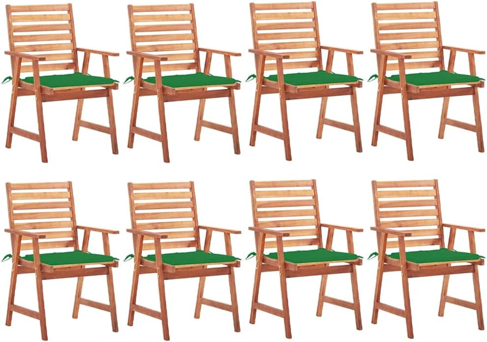 Patio Dining Chairs 8 pcs with Cushions Solid Acacia Wood,Rustic Acacia Wood Dining Chair Set of 8 with Water-Resistant Cushions for Outdoor and Patio Outdoor Furniture, Outdoor Chairs