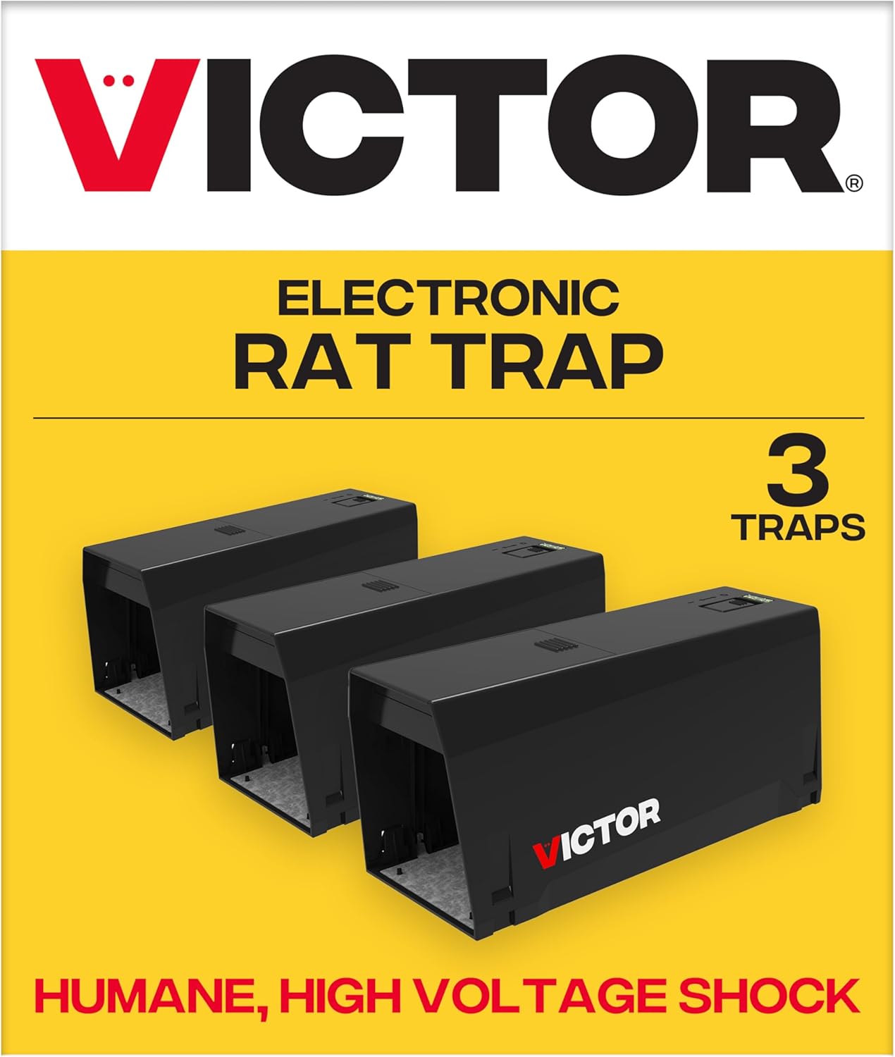 Victor Indoor Electronic Rat Trap, Humane Electric Rat Traps Indoor for Home, No Touch, No See Traps, Pack of 3 - M241BSR-3 - Includes 3