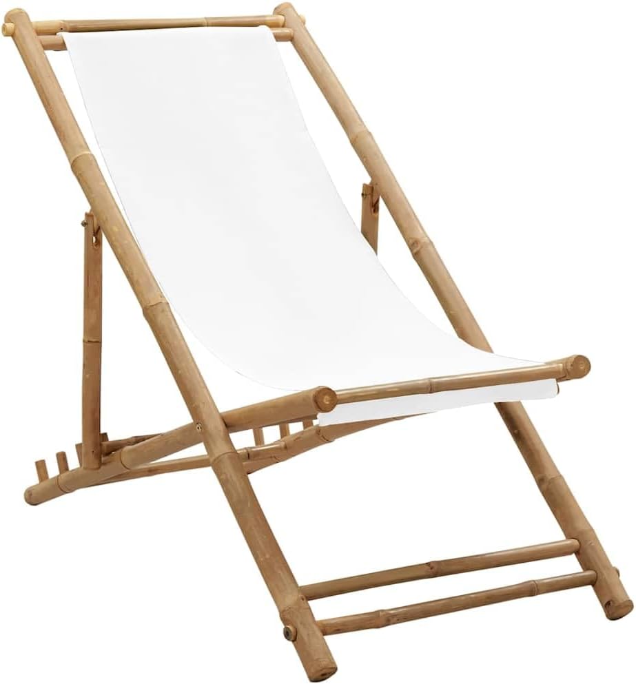 Patio Deck Chair Bamboo and Canvas Outdoor Furniture, Outdoor Chairs