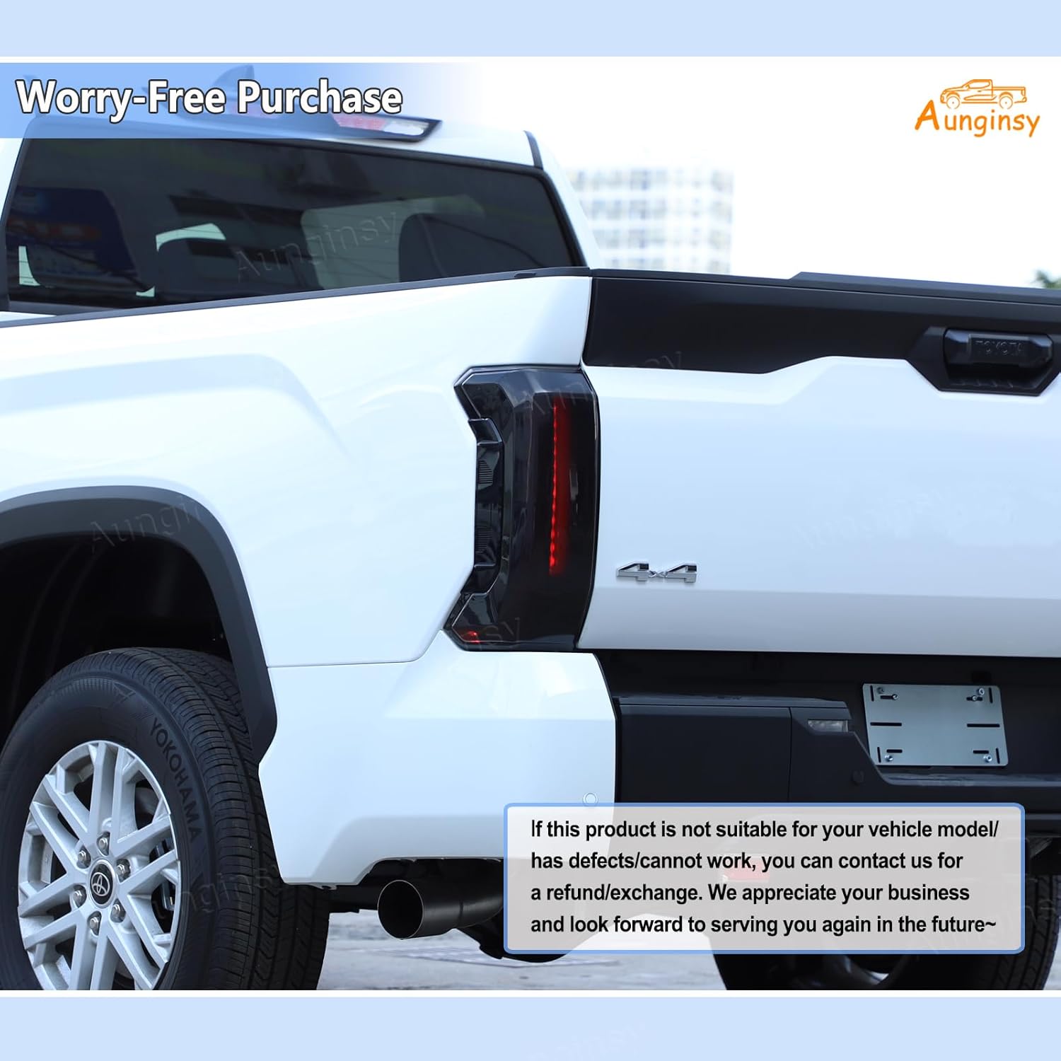 Aunginsy Tail Light Lamp Cover Compatible with Toyota Tundra 2022-2026, Rear Taillight Lamp Cover Shell Shade Smoked Black Frame Bezels Trim Cover Rear Headlight Protection Cover Exterior Accessories