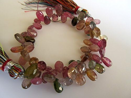 13 inch natural beads strand of 6-7mm faceted pear tourmaline gemstone beads for DIY jewelry - necklace, bracelet, earring, ring.