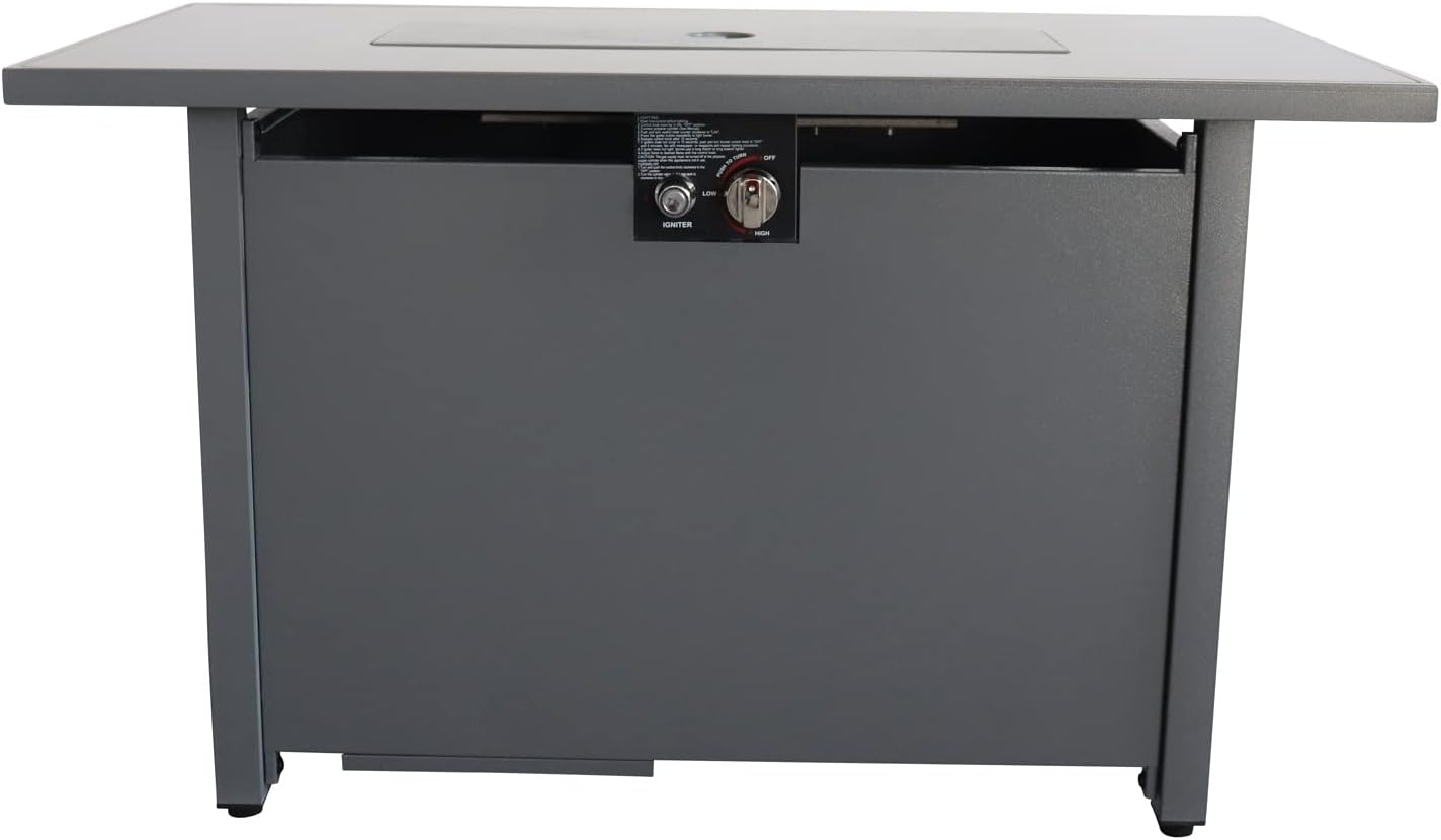 GOWE 25'' H x 42'' W Steel Outdoor Fire Pit Table with Lid (Black)