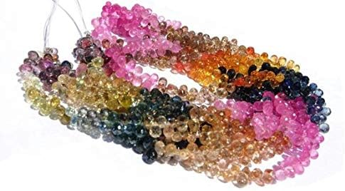 13 inch natural beads strand of 4.5-5mm faceted drop multi sapphire gemstone briolletes beads for DIY jewelry - necklace, bracelet, earring, ring.