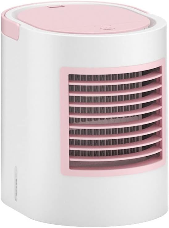 Mini Air Conditioner, Evaporative Air Cooler, USB Powered Mini Cooler w/Humidifier, 3 Speeds, Desktop Portable Air Conditioners for Room/Office/Car (Color : Pink)