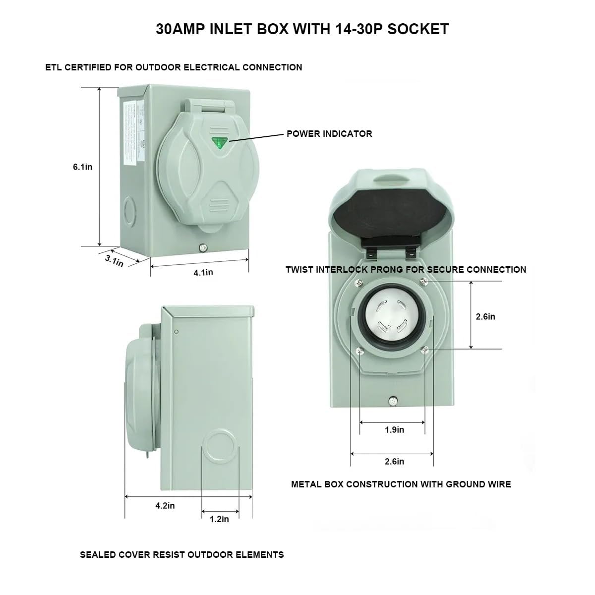 30 Amp Generator to House Hook-up Kit for Square D Homeline 150/200/225 Amp Load Center, Including Generator Cord,Power Inlet Box,Panel Interlock Kit and Circuit Breaker (25 Ft Gen Cord)