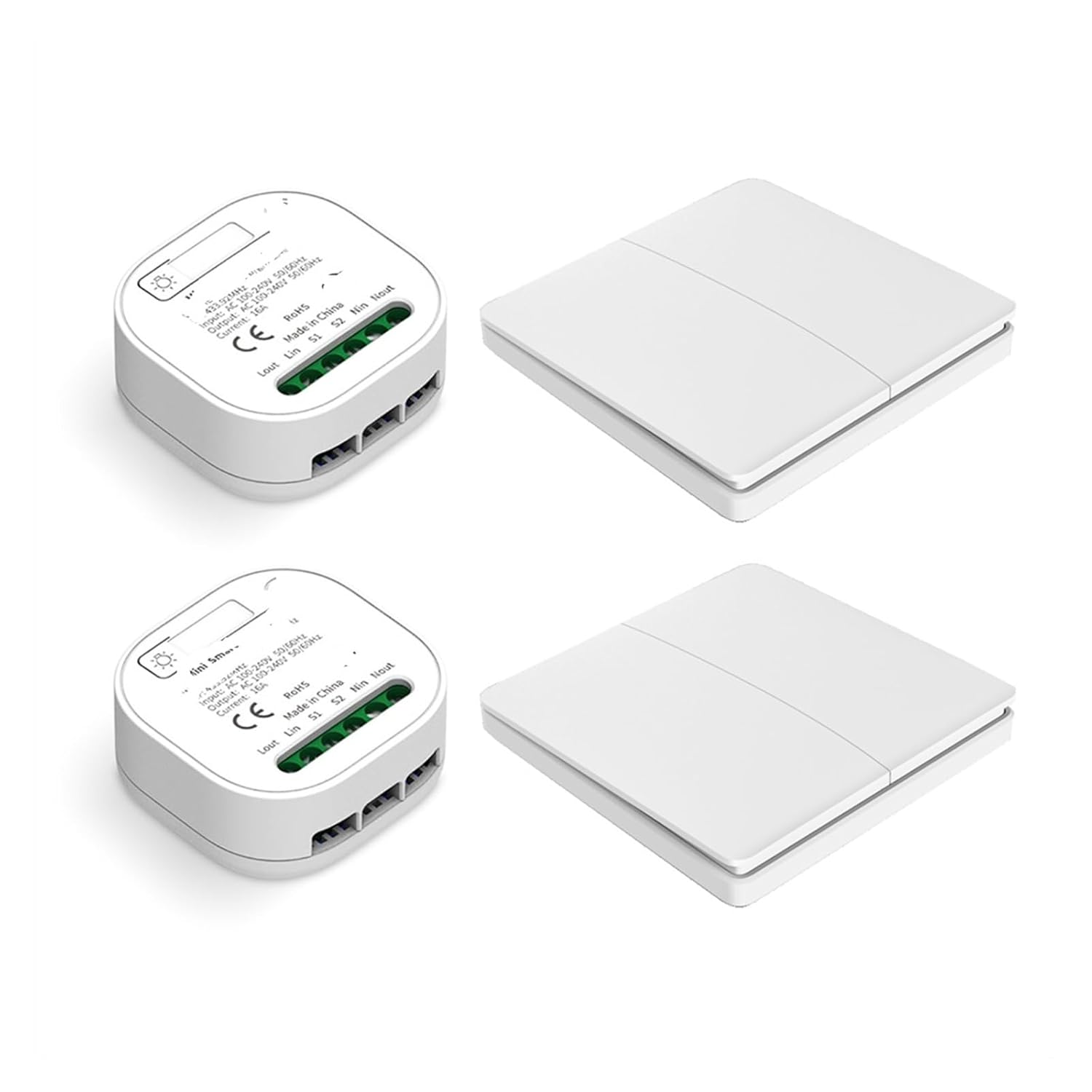 Remote Control AC 100-240V 16A Two-Way Wall Panel(2 Controller+2 Receiver)