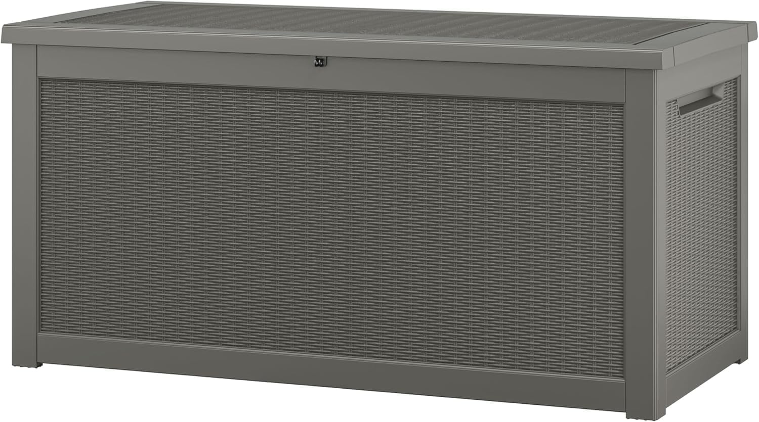 NUNU LAB Outdoor Storage Box, 320 Gallon Deck Box, Resin Waterproof Outside Storage Bench, Outdoor Storage Cabinet With Lockable Lid, Backyard Deck Box For Garden Tools, Patio Cushions, Grey