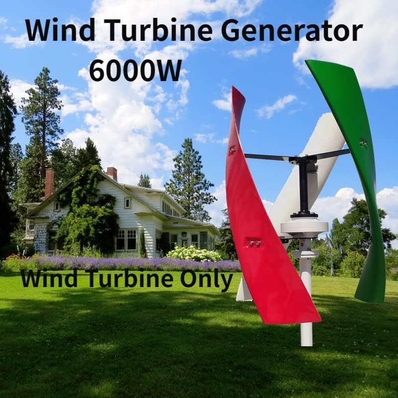 Wind Turbine, 6000W Vertical Axis Energy Windmill Wind Turbine Generator 12V 24V 48V with MPPT Hybrid Controller for Homeuse(Option 1,White_12V)